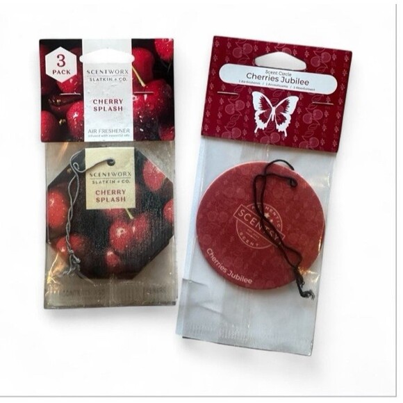 Bundle 1 Scentsy Cherries Jubile & 3 Sentworx Cherry Splash Air Freshener - Picture 1 of 3